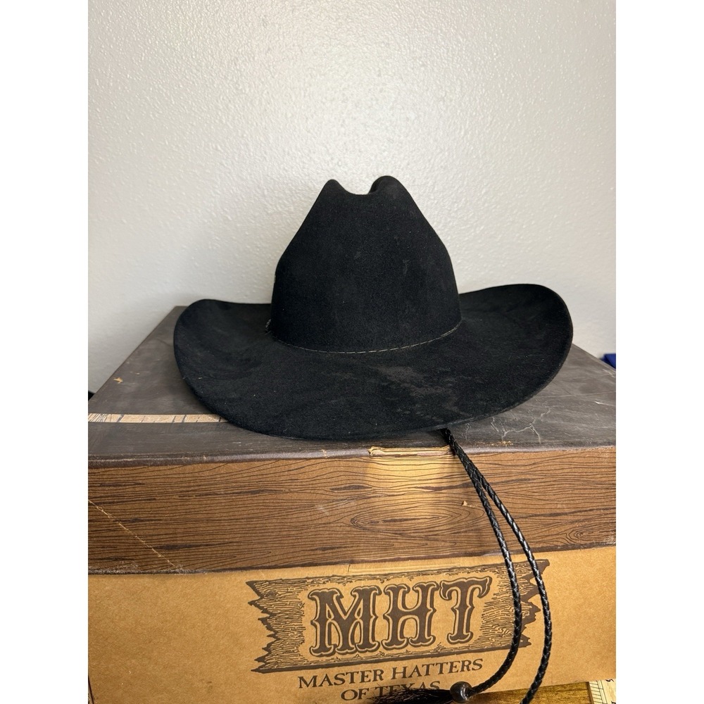 Vintage John B Stetson 4X Beaver Black Western Cowboy Hat Size 59 7 3/8